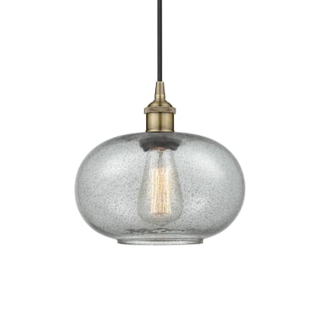A large image of the Innovations Lighting 616-1P-11-10 Gorham Pendant Antique Brass / Charcoal
