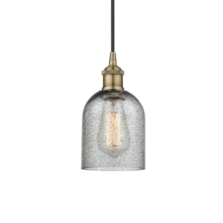 A large image of the Innovations Lighting 616-1P-10-5 Caledonia Pendant Antique Brass / Charcoal