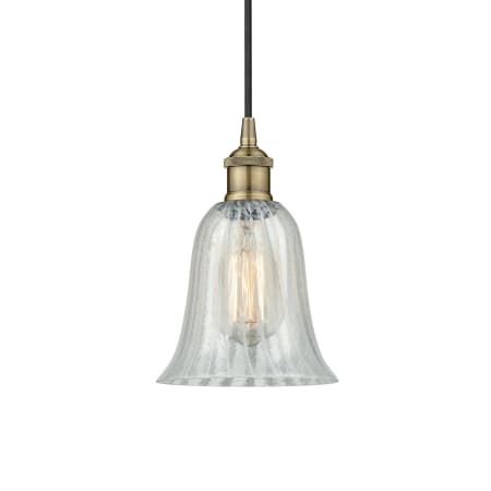 A large image of the Innovations Lighting 616-1P-12-6 Hanover Pendant Antique Brass / Mouchette