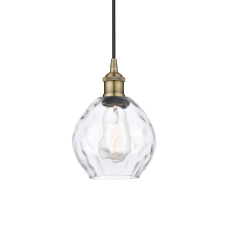 A large image of the Innovations Lighting 616-1P-9-6 Waverly Pendant Antique Brass / Clear