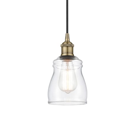 A large image of the Innovations Lighting 616-1P-10-5 Ellery Pendant Antique Brass / Clear