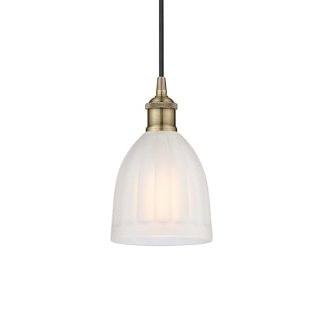 A large image of the Innovations Lighting 616-1P-10-6 Brookfield Pendant Antique Brass / White