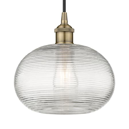 A large image of the Innovations Lighting 616-1P 10 10 Ithaca Pendant Antique Brass