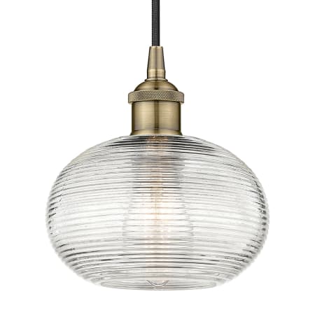 A large image of the Innovations Lighting 616-1P 8 8 Ithaca Pendant Antique Brass