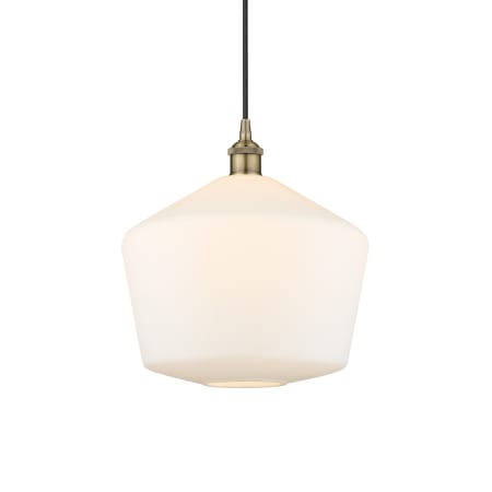 A large image of the Innovations Lighting 616-1P-14-12 Cindyrella Pendant Antique Brass / Cased Matte White