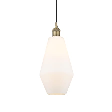 A large image of the Innovations Lighting 616-1P-15-7 Cindyrella Pendant Antique Brass / Cased Matte White