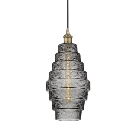 A large image of the Innovations Lighting 616-1P-18-8 Cascade Pendant Antique Brass / Smoked