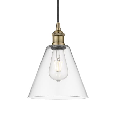 A large image of the Innovations Lighting 616-1P-11-8 Berkshire Pendant Antique Brass / Clear