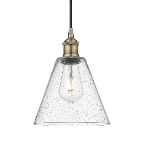 A large image of the Innovations Lighting 616-1P-11-8 Berkshire Pendant Antique Brass / Seedy