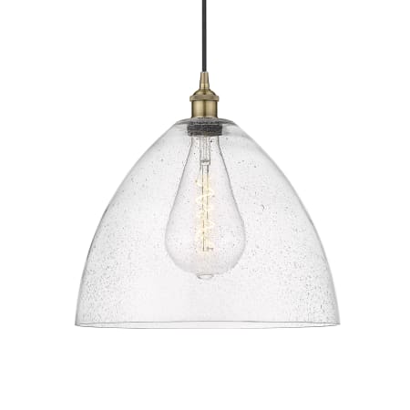 A large image of the Innovations Lighting 616-1P-18-16 Edison Pendant Antique Brass / Seedy