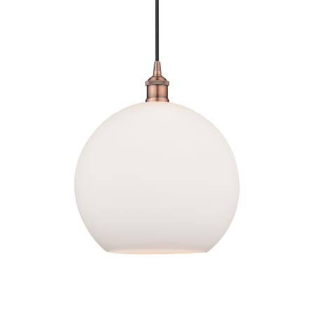 A large image of the Innovations Lighting 616-1P-14-12 Athens Pendant Antique Copper / Matte White