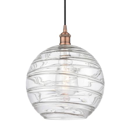 A large image of the Innovations Lighting 616-1P-15-12 Athens Pendant Antique Copper / Clear Deco Swirl
