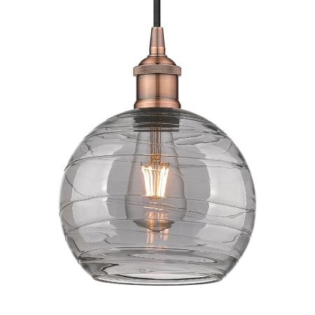 A large image of the Innovations Lighting 616-1P 10 8 Athens Deco Swirl Pendant Antique Copper / Light Smoke Deco Swirl