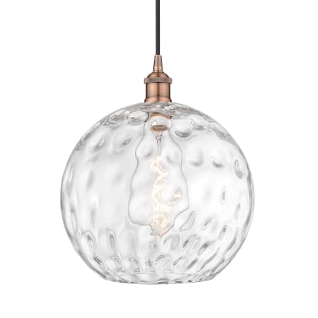 A large image of the Innovations Lighting 616-1P-15-12 Athens Pendant Antique Copper / Clear Water Glass