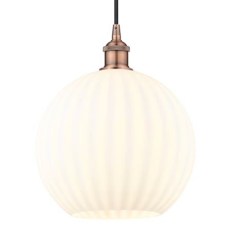 A large image of the Innovations Lighting 616-1P 14 12 White Venetian Pendant Antique Copper