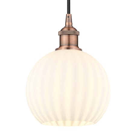 A large image of the Innovations Lighting 616-1P 10 8 White Venetian Pendant Antique Copper