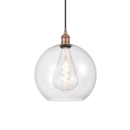 A large image of the Innovations Lighting 616-1P-14-12 Athens Pendant Antique Copper / Clear