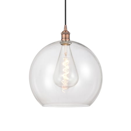 A large image of the Innovations Lighting 616-1P-17-14 Athens Pendant Antique Copper / Clear