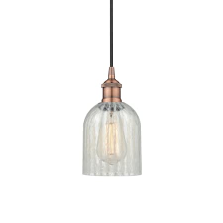 A large image of the Innovations Lighting 616-1P-10-5 Caledonia Pendant Antique Copper / Mouchette