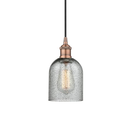A large image of the Innovations Lighting 616-1P-10-5 Caledonia Pendant Antique Copper / Charcoal