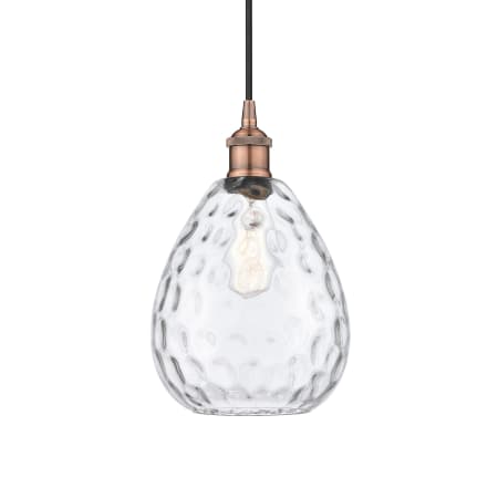 A large image of the Innovations Lighting 616-1P-13-8 Waverly Pendant Antique Copper / Clear
