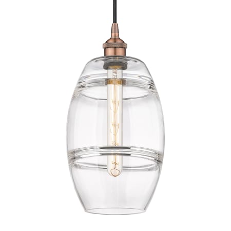 A large image of the Innovations Lighting 616-1P 10 8 Vaz Pendant Antique Copper / Clear