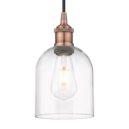 A large image of the Innovations Lighting 616-1P 10 6 Bella Pendant Antique Copper / Clear