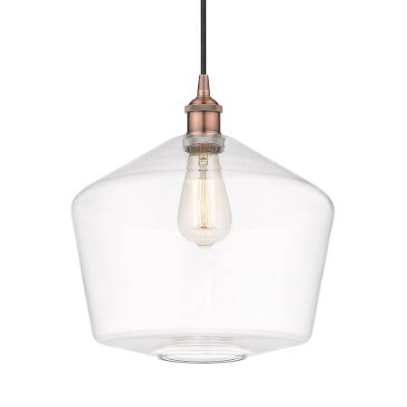 A large image of the Innovations Lighting 616-1P-14-12 Cindyrella Pendant Antique Copper / Clear