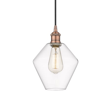 A large image of the Innovations Lighting 616-1P-11-8 Cindyrella Pendant Antique Copper / Clear