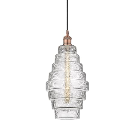 A large image of the Innovations Lighting 616-1P-18-8 Cascade Pendant Antique Copper / Clear