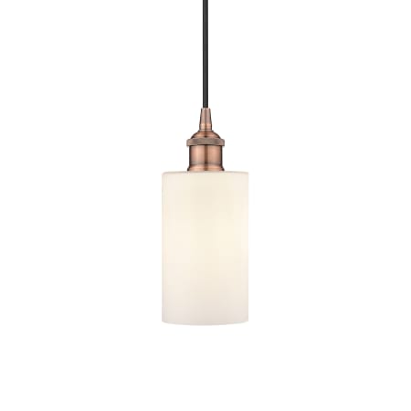A large image of the Innovations Lighting 616-1P-10-4 Clymer Pendant Antique Copper / Matte White