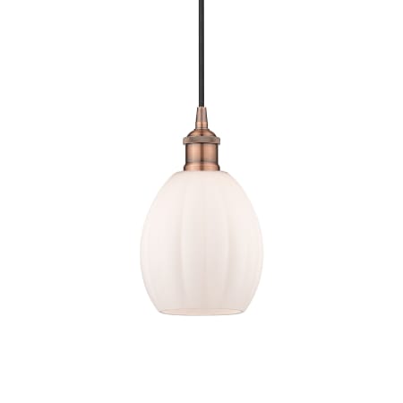 A large image of the Innovations Lighting 616-1P-11-6 Eaton Pendant Antique Copper / Matte White