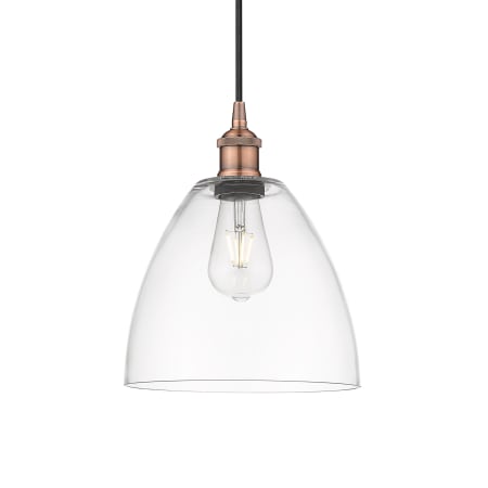 A large image of the Innovations Lighting 616-1P-12-9 Edison Pendant Antique Copper / Clear
