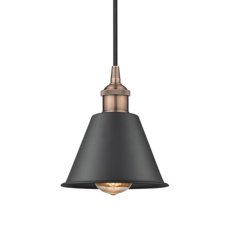 A large image of the Innovations Lighting 616-1P-8-7 Smithfield Pendant Antique Copper / Matte Black