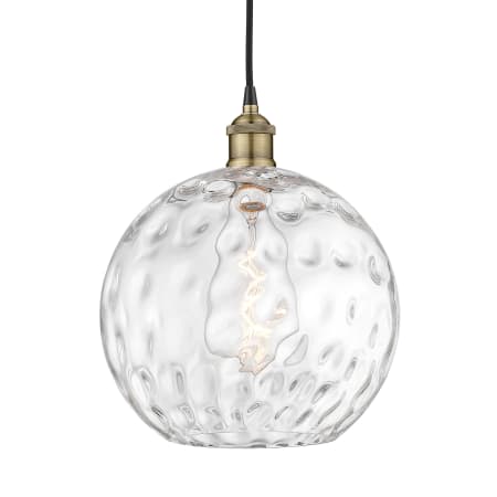 A large image of the Innovations Lighting 616-1P-15-12 Athens Pendant Black Antique Brass / Clear Water Glass