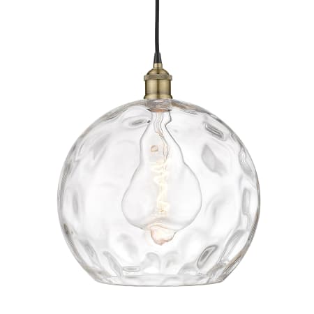 A large image of the Innovations Lighting 616-1P-16-14 Athens Pendant Black Antique Brass / Clear Water Glass