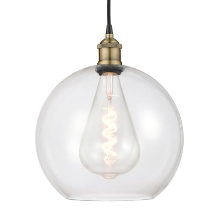 A large image of the Innovations Lighting 616-1P-14-12 Athens Pendant Black Antique Brass / Clear