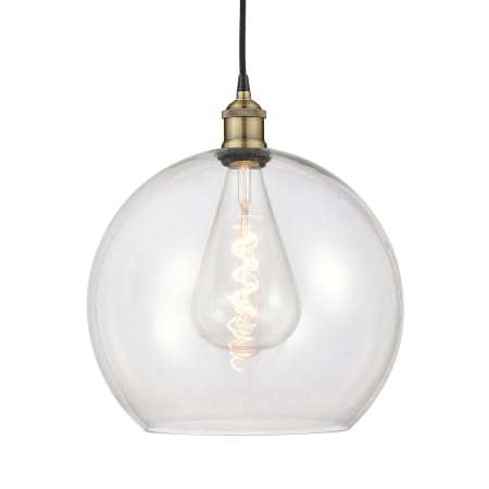 A large image of the Innovations Lighting 616-1P-17-14 Athens Pendant Black Antique Brass / Clear