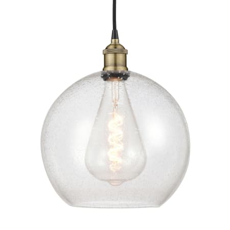 A large image of the Innovations Lighting 616-1P-14-12 Athens Pendant Black Antique Brass / Seedy