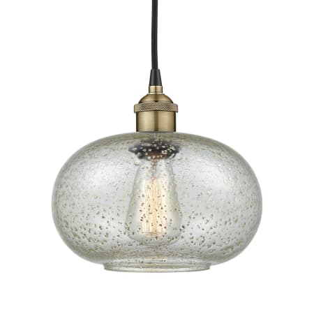 A large image of the Innovations Lighting 616-1P-11-10 Gorham Pendant Black Antique Brass / Mica