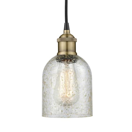 A large image of the Innovations Lighting 616-1P-10-5 Caledonia Pendant Black Antique Brass / Mica