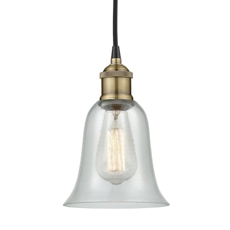 A large image of the Innovations Lighting 616-1P-12-6 Hanover Pendant Black Antique Brass / Fishnet