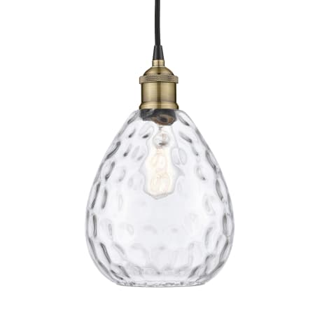 A large image of the Innovations Lighting 616-1P-13-8 Waverly Pendant Black Antique Brass / Clear