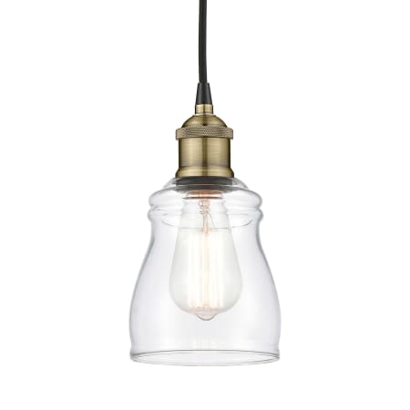 A large image of the Innovations Lighting 616-1P-10-5 Ellery Pendant Black Antique Brass / Clear