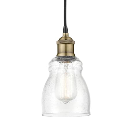 A large image of the Innovations Lighting 616-1P-10-5 Ellery Pendant Black Antique Brass / Seedy