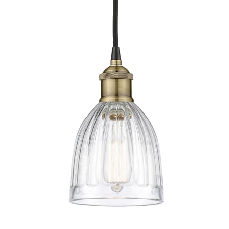 A large image of the Innovations Lighting 616-1P-10-6 Brookfield Pendant Black Antique Brass / Clear