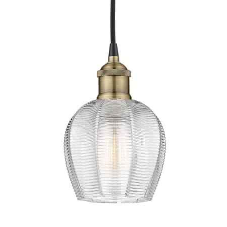 A large image of the Innovations Lighting 616-1P-10-6 Norfolk Pendant Black Antique Brass / Clear