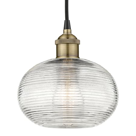 A large image of the Innovations Lighting 616-1P 8 8 Ithaca Pendant Black Antique Brass