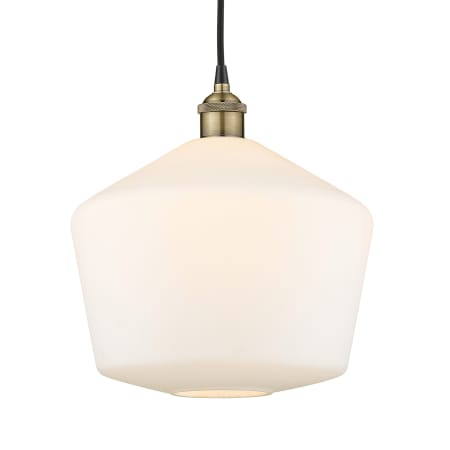 A large image of the Innovations Lighting 616-1P-14-12 Cindyrella Pendant Black Antique Brass / Cased Matte White