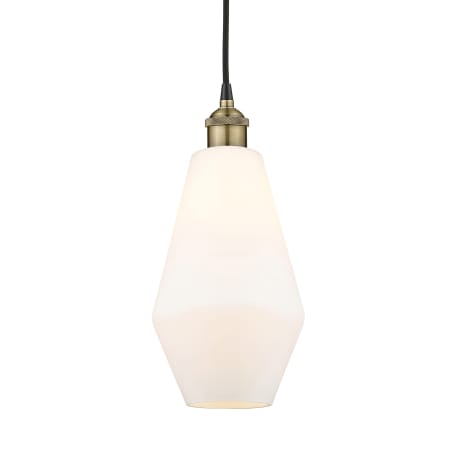 A large image of the Innovations Lighting 616-1P-15-7 Cindyrella Pendant Black Antique Brass / Cased Matte White